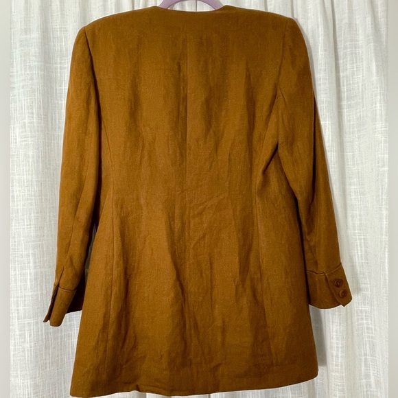 VINTAGE Jones New York LINEN Collarless Blazer Women Size 4 - Picture 5 of 8